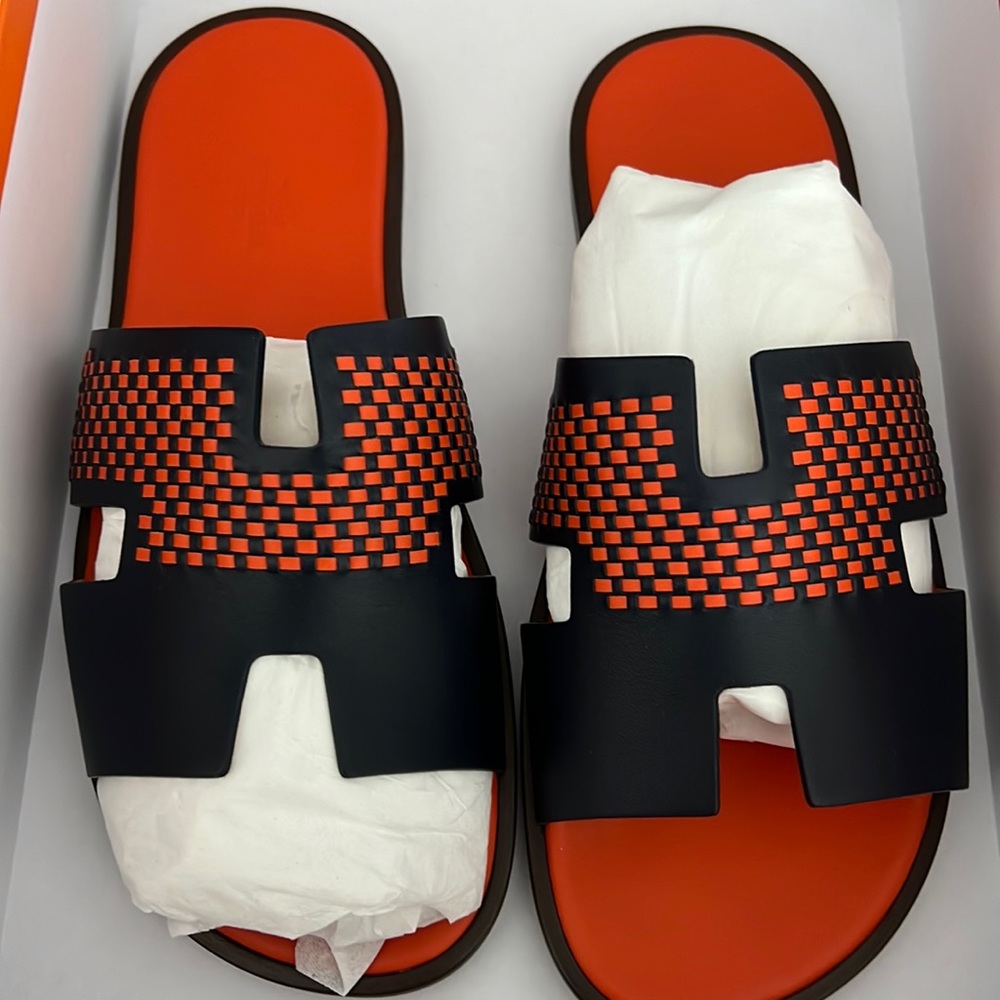 Brand new Hermes Izmir sandal Blue Indigo and Orange size 41